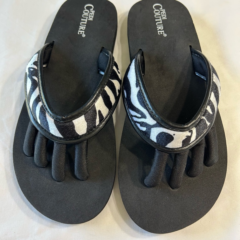 Pedi Couture Zebra Print Flip Flops